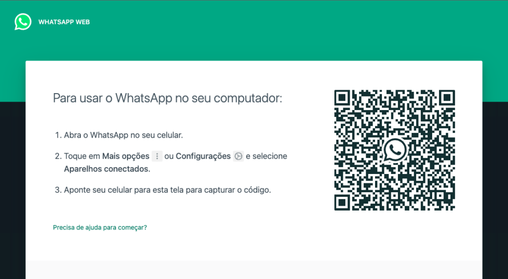 Página do Whatsapp Web